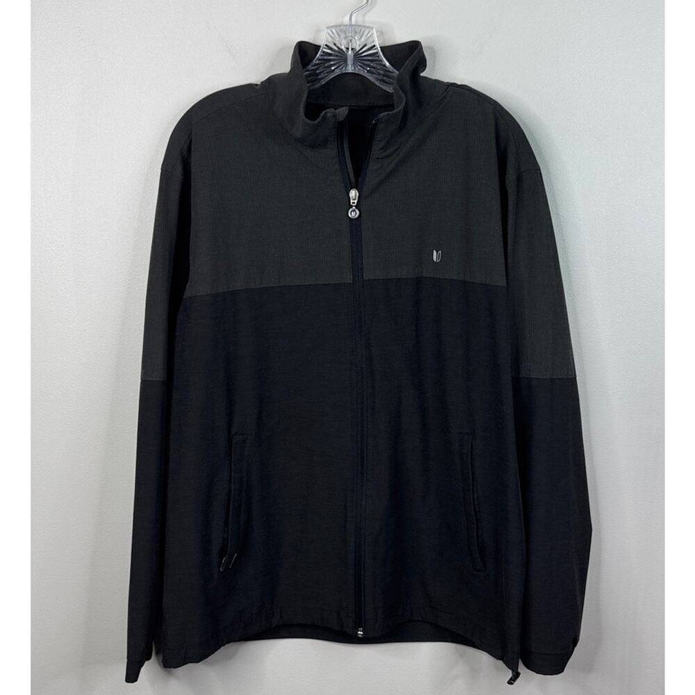 Linksoul Men’s Full Zip Golf Performance Jacket Black Gray Colorblock Medium M